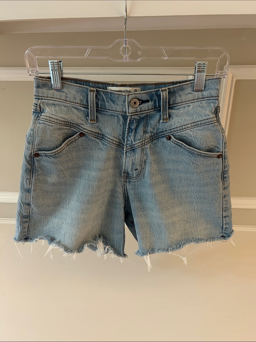 Abercrombie & Fitch Light Blue Denim Cutoff Dad Shorts - Curve Love